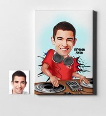 Kişiye Özel Bay DJ Karikatür Kanvas Tablo (50 x 70 cm.) 1