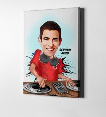 Kişiye Özel Bay DJ Karikatür Kanvas Tablo (50 x 70 cm.) 1