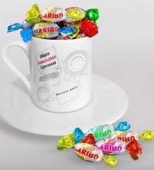 Kişiye Özel Bilişim Teknolojileri Öğretmeni Türk Kahvesi Fincanı ve Haribo Şeker Hediye Seti