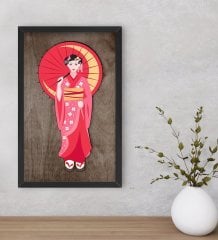 BK Home Geisha Dekoratif Ahşap Siyah Çerçeveli Tablo-1