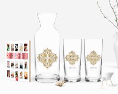 Kişiye Özel Renkli Baskılı İsimli İkili Rakı Bardağı Karaf ve Cep Kitabı Hediye Seti-107