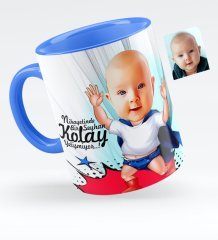 Kişiye Özel Bebek Karikatürlü Mavi Kupa Bardak - 2