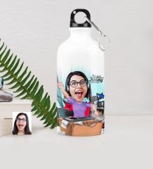 Kişiye Özel Bayan Radyocu Karikatürlü Metal Suluk (500 ml.) 1