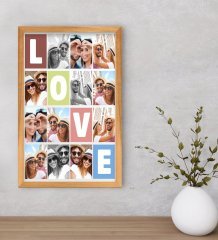 Kişiye Özel Love Temalı Dekoratif Retro Ahşap Çerçeveli Tablo 40x25cm-1