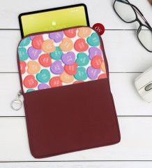 Kişiye Özel Sevgililer Karikatürlü Taşınabilir Koruyucu Tablet Kılıfı & Organizer Çanta - Bordo-11
