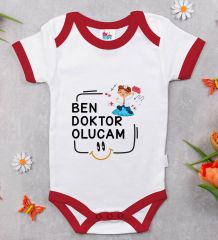 BK Kids Doktor Olucam Tasarımlı Kırmızı Bebek Body Zıbın-1