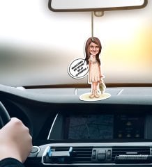 Kişiye Özel Kız Çocuk Kolay Yetişmiyor Karikatürlü Ahşap Araba Dikiz Ayna Süsü-1