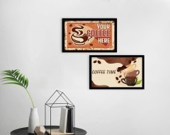 BK Home Coffee Tasarımlı Dekoratif 2'li Ahşap Siyah Çerçeveli Tablo-14