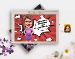 Kişiye Özel Kız Çocuk Kolay Yetişmiyor Karikatürlü 1000 Parça Profesyonel Puzzle-5