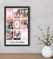 Kişiye Özel Mom Temalı Dekoratif Ahşap Siyah Çerçeveli Tablo 40x25cm-1