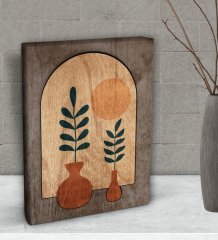 BK Gift Botanical Art Tasarımlı Dekoratif Mini Kanvas Tablo 15x20cm-1