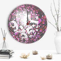 Dekoratif Disco Ball Tasarımlı Ahşap Duvar Saati - 2
