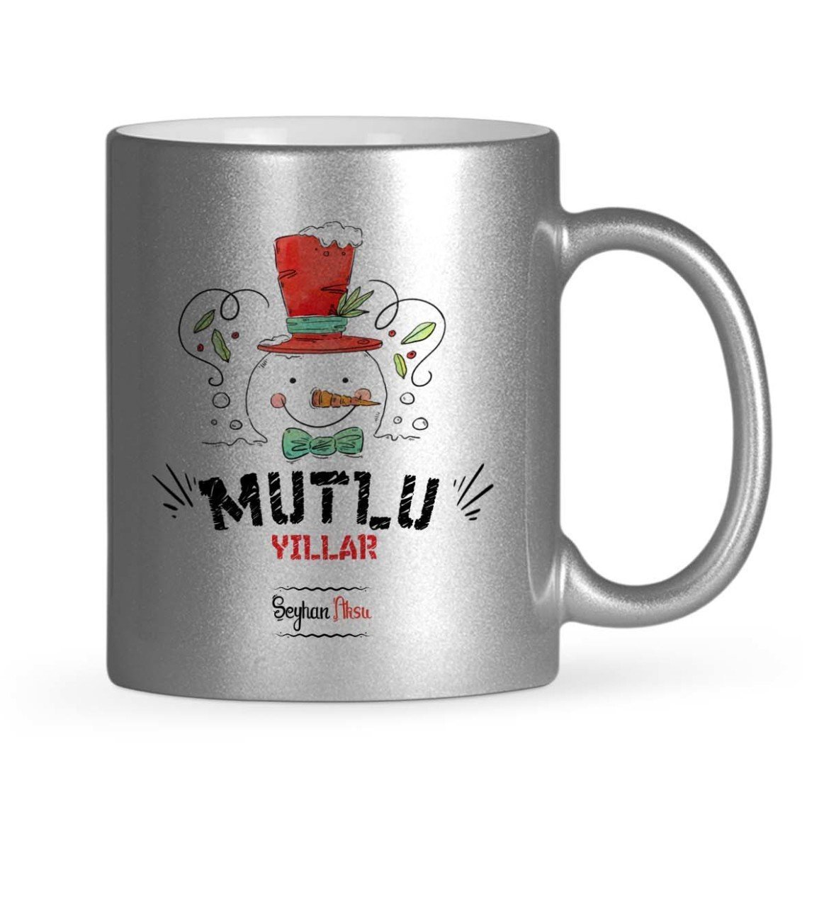 Kişiye Özel Mutlu Yıllar Gümüş Yaldızlı Kupa Bardak - 1