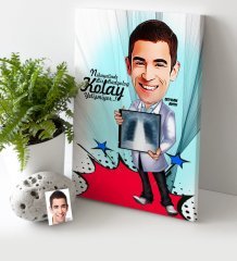 Kişiye Özel Bay Radyoloji Uzmanı Karikatür Kanvas Tablo (30 x 50 cm.) 1