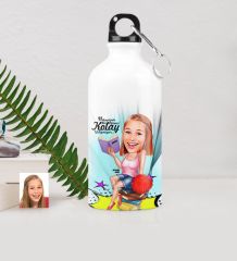 Kişiye Özel Bayan Öğrenci Karikatürlü Metal Suluk (500 ml.) 1