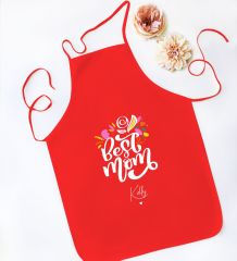 BK Gift Kişiye Özel İsimli Anneler Günü Tasarımlı Kırmızı Mutfak Önlüğü, Aşçı Önlüğü, Şef Önlüğü, Anneye Hediye-17