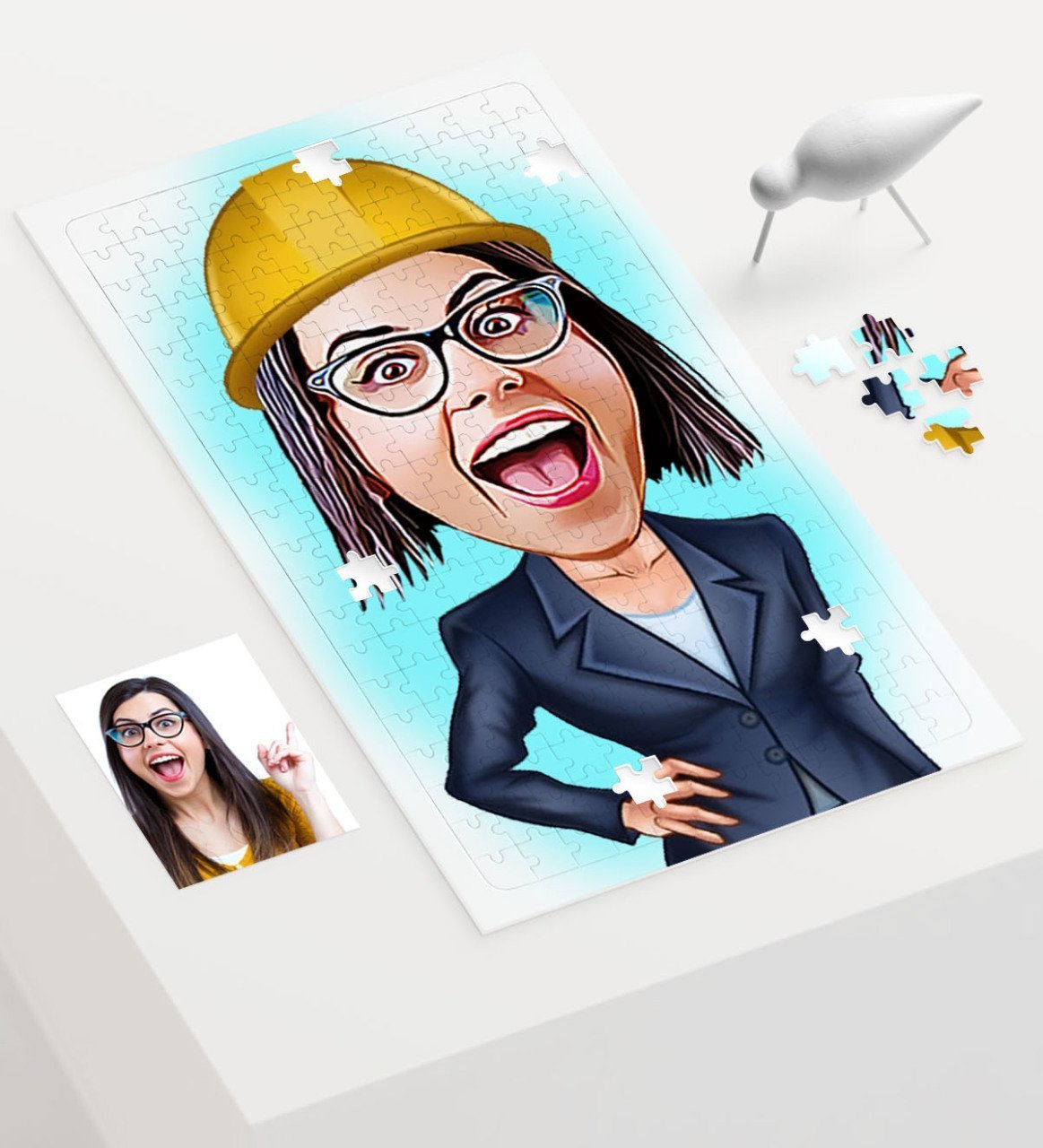 Kişiye Özel Bayan Mühendis Karikatür 240 Parça A3 Puzzle - 1