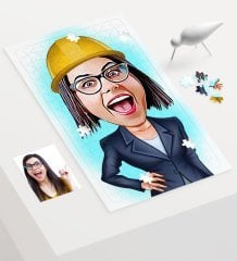 Kişiye Özel Bayan Mühendis Karikatür 240 Parça A3 Puzzle - 1