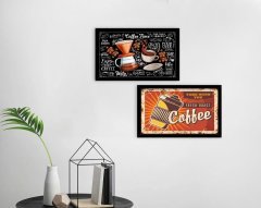 BK Home Coffee Tasarımlı Dekoratif 2'li Ahşap Siyah Çerçeveli Tablo-13