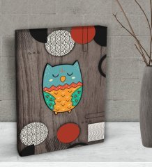 BK Gift Baykuş Tasarımlı Dekoratif Mini Kanvas Tablo 15x20cm-5