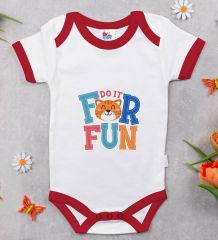 BK Kids Do It For Fun Tasarımlı Kırmızı Bebek Body Zıbın-1