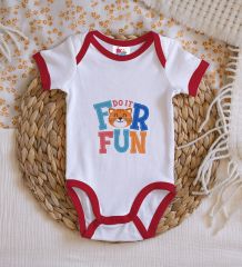 BK Kids Do It For Fun Tasarımlı Kırmızı Bebek Body Zıbın-1