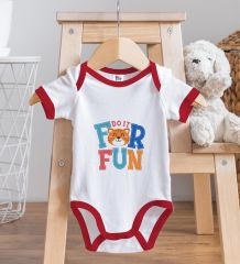 BK Kids Do It For Fun Tasarımlı Kırmızı Bebek Body Zıbın-1