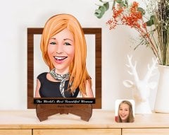 Personalized Women's Day The Most Beautiful Woman in the World with Cartoon Wooden Stand 3D Trinket-3