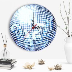 Dekoratif Disco Ball Tasarımlı Ahşap Duvar Saati - 1