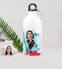 Kişiye Özel Bayan Muhasebeci Karikatürlü Metal Suluk (500 ml.) 2