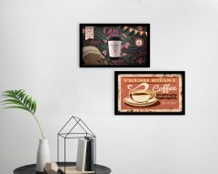 BK Home Coffee Tasarımlı Dekoratif 2'li Ahşap Siyah Çerçeveli Tablo-12