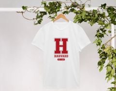 BK Gift Harvard Tasarımlı Kadın Beyaz T-shirt, Arkadaşa Hediye, Doğum Günü Hediyesi, Trend Tişört, Sevgili Hediyesi-2