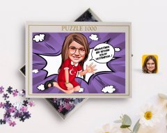 Kişiye Özel Kız Çocuk Kolay Yetişmiyor Karikatürlü 1000 Parça Profesyonel Puzzle-3
