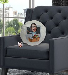 Kişiye Özel Kadın Öğretmen Karikatürlü Yuvarlak Dekoratif Kırlent Yastık-2