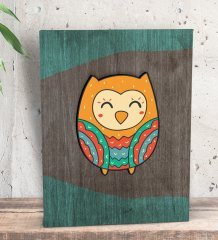 BK Gift Baykuş Tasarımlı Dekoratif Mini Kanvas Tablo 15x20cm-4