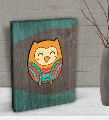 BK Gift Baykuş Tasarımlı Dekoratif Mini Kanvas Tablo 15x20cm-4