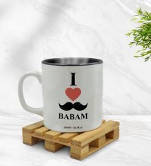 Kişiye Özel Babamı Seviyorum Tasarımlı İçi Siyah Renkli Kupa Bardak Model 1