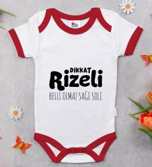 BK Kids Dikkat Rizeli Tasarımlı Kırmızı Bebek Body Zıbın-1