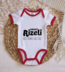BK Kids Dikkat Rizeli Tasarımlı Kırmızı Bebek Body Zıbın-1