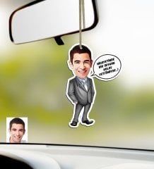 Kişiye Özel Bay Kolay Yetişmiyor Karikatürlü Ahşap Araba Dikiz Ayna Süsü-1