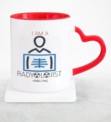 Kişiye Özel Mesleki Radyolojist Kırmızı Kalpli Kupa Bardak