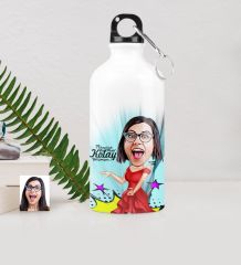 Kişiye Özel Bayan Model Karikatürlü Metal Suluk (500 ml.) 1
