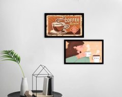 BK Home Coffee Tasarımlı Dekoratif 2'li Ahşap Siyah Çerçeveli Tablo-11