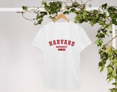 BK Gift Harvard Tasarımlı Kadın Beyaz T-shirt, Arkadaşa Hediye, Doğum Günü Hediyesi, Trend Tişört, Sevgili Hediyesi-1