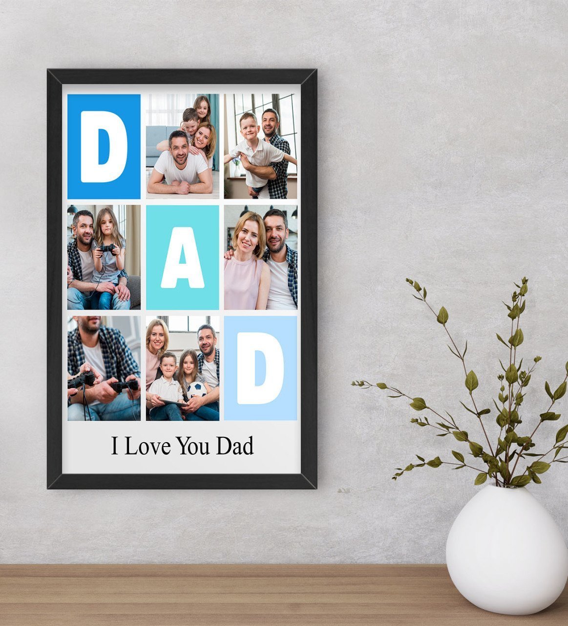 Kişiye Özel Dad Temalı Dekoratif Ahşap Siyah Çerçeveli Tablo 40x25cm-1