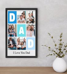 Kişiye Özel Dad Temalı Dekoratif Ahşap Siyah Çerçeveli Tablo 40x25cm-1