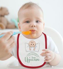 BK Kids Çok İlişmen Tasarımlı Kırmızı Bebek Mama Önlüğü-1