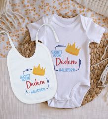 BK Kids Sıkıntı Yok Dedem Halleder Tasarımlı Bebek Body Zıbın ve Mama Önlüğü Hediye Seti - Model 1