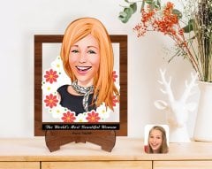 Personalized Women's Day The Most Beautiful Woman in the World with Cartoon Wooden Stand 3D Trinket-1