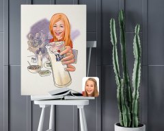Kişiye Özel Kadın Rakı Karikatürlü Kanvas Tablo 50x70cm-1